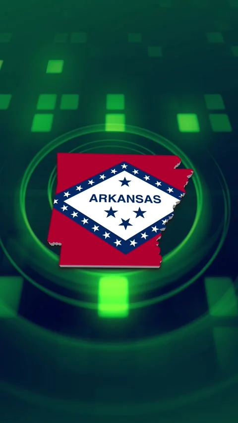 Arkansas State Map and Flag Background Vídeo Stock 347215668