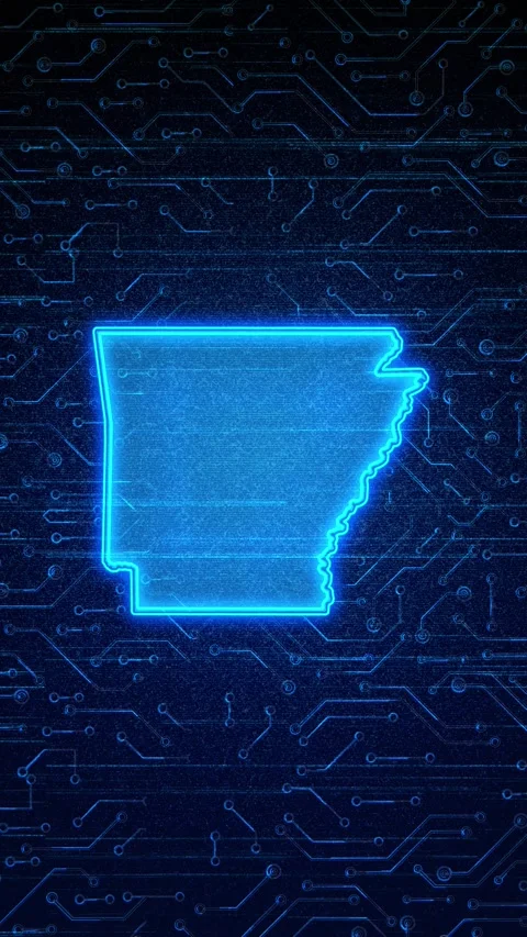 Arkansas State Map Digital Technology Opener Stock Footage 336390677