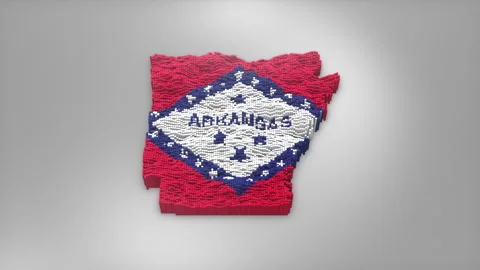 Arkansas State Map with Flag Intro Background Stock Footage 315165376