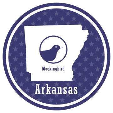 Arkansas State Map With Mockingbird Stock-Illustration