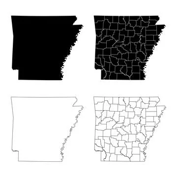 Arkansas State Outline and Solid Fill Map Set. 스톡 일러스트