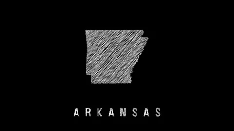 Arkansas state scribbled shape on dark background Video stock 312112539