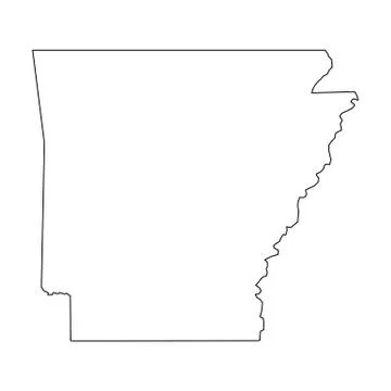 Arkansas, state of USA - solid black outline map of country area. Simple flat 스톡 일러스트