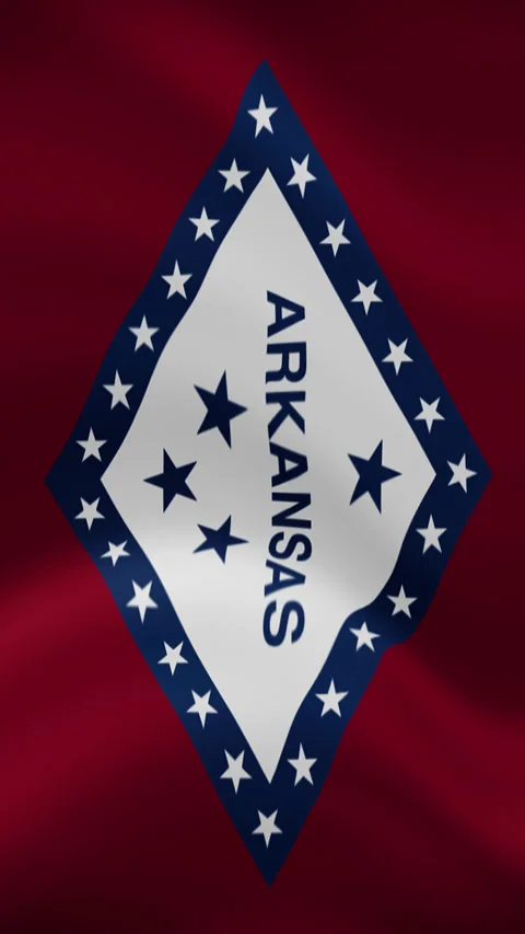 Arkansas State Waving Flag in Vertical Orientation – Realistic Loop Animation Stock Footage 294948745