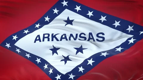 Arkansas (U.S. state) flag with highly detailed fabric texture 動画素材 124712926