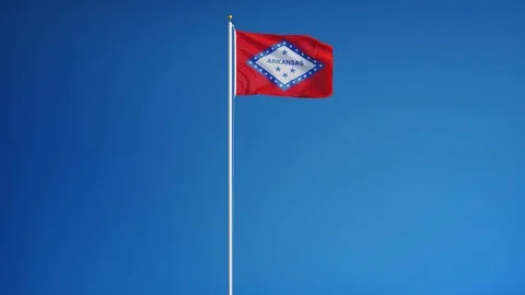Arkansas (U.S. state) flag in slow motion seamlessly looped with alpha Stock Footage 70146771