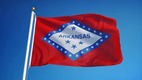 Arkansas (U.S. state) flag in slow motion seamlessly looped with alpha Stock Footage 70146809