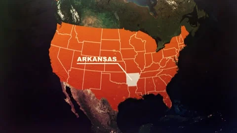 Arkansas US State Satellite Map Animation V1 Stock Footage 303581269