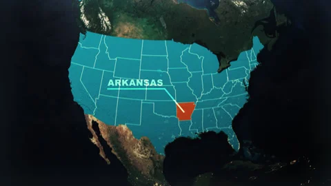Arkansas US State Satellite Map Animation V2 Stock Footage 307777131