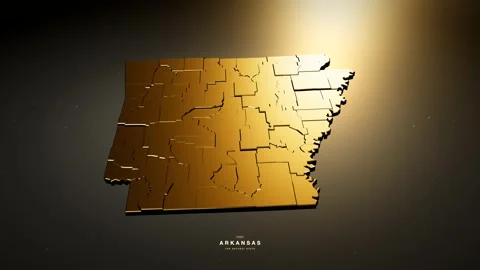 Arkansas USA 3D state map in gold style Stockbeeldmateriaal 341171850