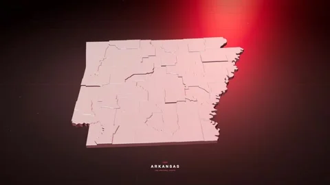 Arkansas USA state map in bold red style Stock Footage 340772396
