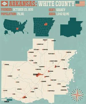 Arkansas: White county map Stock Illustration