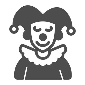 Arlequin, Clown in a hat solid icon, theater concept, harlequin costume vector Stock Illustration
