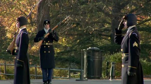 Arlington Cemetery - Changing of the Guards Stock Footage 38877258