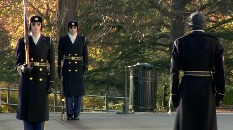 Arlington Cemetery - Changing of the Guards Stock Footage 38877799