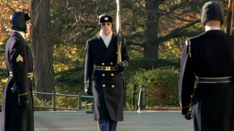 Arlington Cemetery - Changing of the Guards Stock Footage 38877859