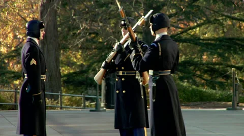 Arlington Cemetery - Changing of the Guards Stock Footage 38877975