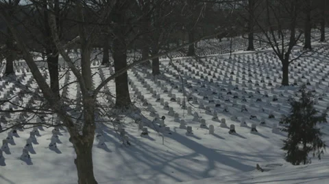 Arlington Cemetery winter scene Stock Footage 34300449