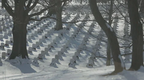 Arlington Cemetery winter scene Stock Footage 34300461
