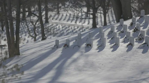 Arlington Cemetery winter scene Stock Footage 34300730