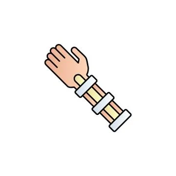 Arm, bone, break, stick, to tie color gradient vector icon Stock Illustration