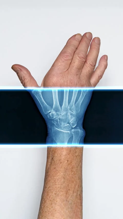 The arm of an elderly person under X-rays Видео 304665719