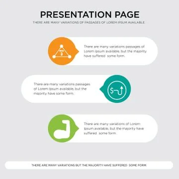 Arm flex, cost efficiency, omega 3 presentation design template in orange, gr Stock Illustration