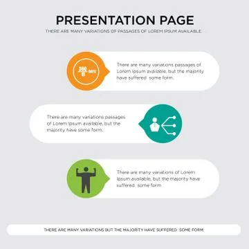 Arm flex, third party, 60 days presentation design template in orange, green, Stock Illustration