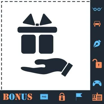 Arm of gift icon flat Illustrazione stock