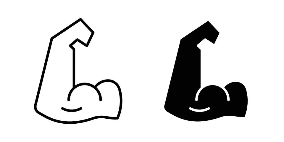 Arm icon linear versions pack on white background Stock-Illustration
