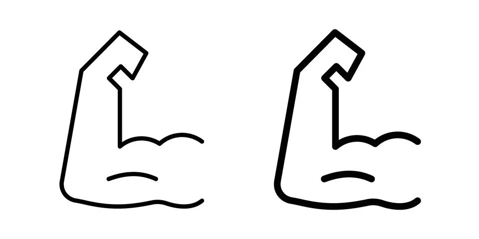 Arm icon linear versions pack on white background Stock-Illustration