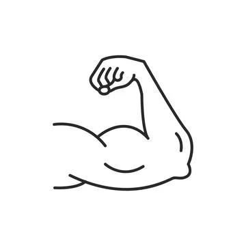 Arm muscle strong vector power bicep line icon. Strength arm muscular gym Ilustração Stock