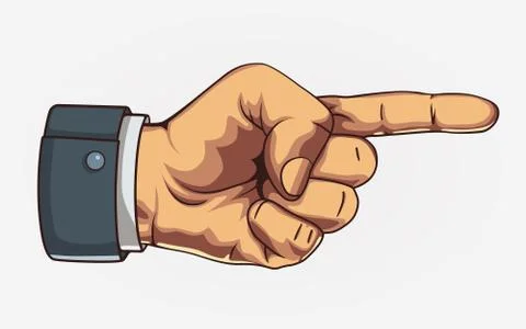 Arm pointing direction. Drawn forefinger. Retro style Stock Illustration