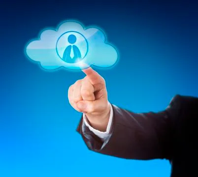 Arm Pointing At Knowledge Worker In Cloud Icon Illustrazione stock