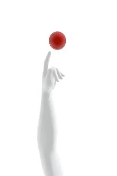 Arm pointing to a red ball Stock Illustration