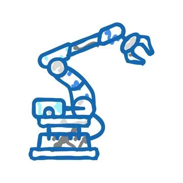 Arm robot industry icon doodle illustration 스톡 일러스트