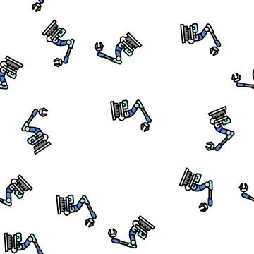 Arm robot industry vector seamless pattern Illustrazione stock