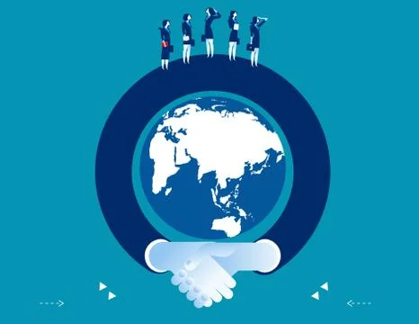 Arm shaking hand surrounding the globe. Concept business success illustration Stock Illustration