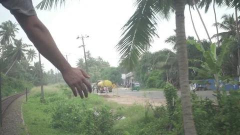 Arm in slow motion on a train Stock Footage 82316228