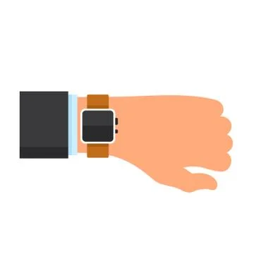Arm with a Smartwatch in Flat Design Style. Vector Иллюстрация