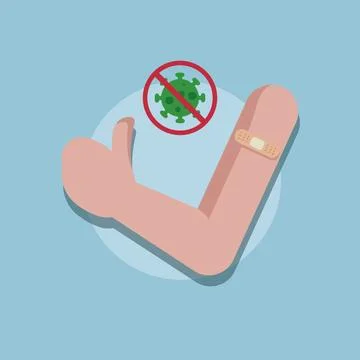 Arm thumbs up with patch. Vector Stock Illustration