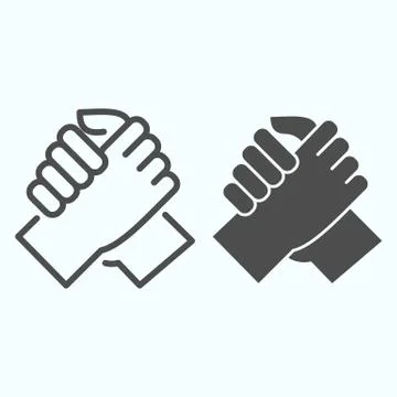 Arm Wrestling line and solid icon. Handshake vector illustration isolated on Illustrazione stock