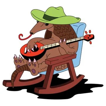 Armadillo plays the banjo 스톡 일러스트