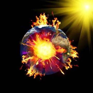 Armageddon Exploding Planet earth at space. Data source - NASA web site. C... Stock Photos