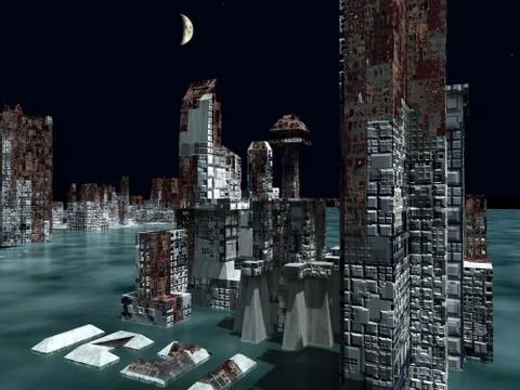Armageddon in New York 3d rendering イラスト素材