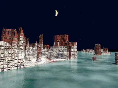 Armageddon in New York 3d rendering Stock Illustration
