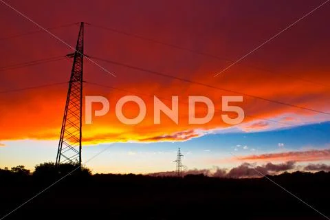 Armageddon sunset - red burning sky Stock Photos