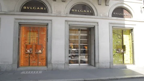 Armani store in Milan. Fashion week Giorgio Armani shopping Stock Footage