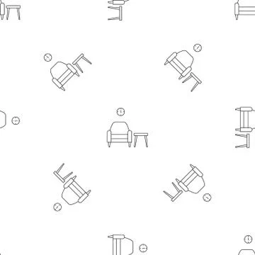 Armchair and table pattern seamless vector Stock Illustration