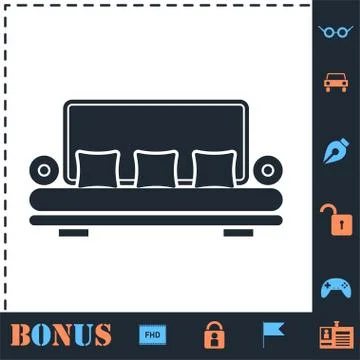 Armchair icon flat Stock Illustration